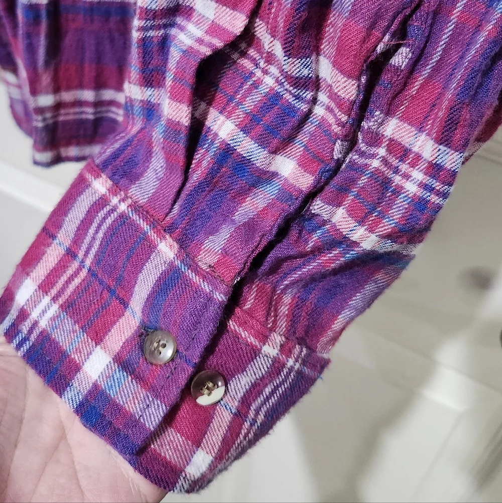Stillwater Suppy Co Women's Purple Plaid Flannel Button-Up Shirt